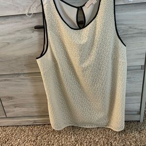 LOFT Cream and Black Patterned Tank Top
